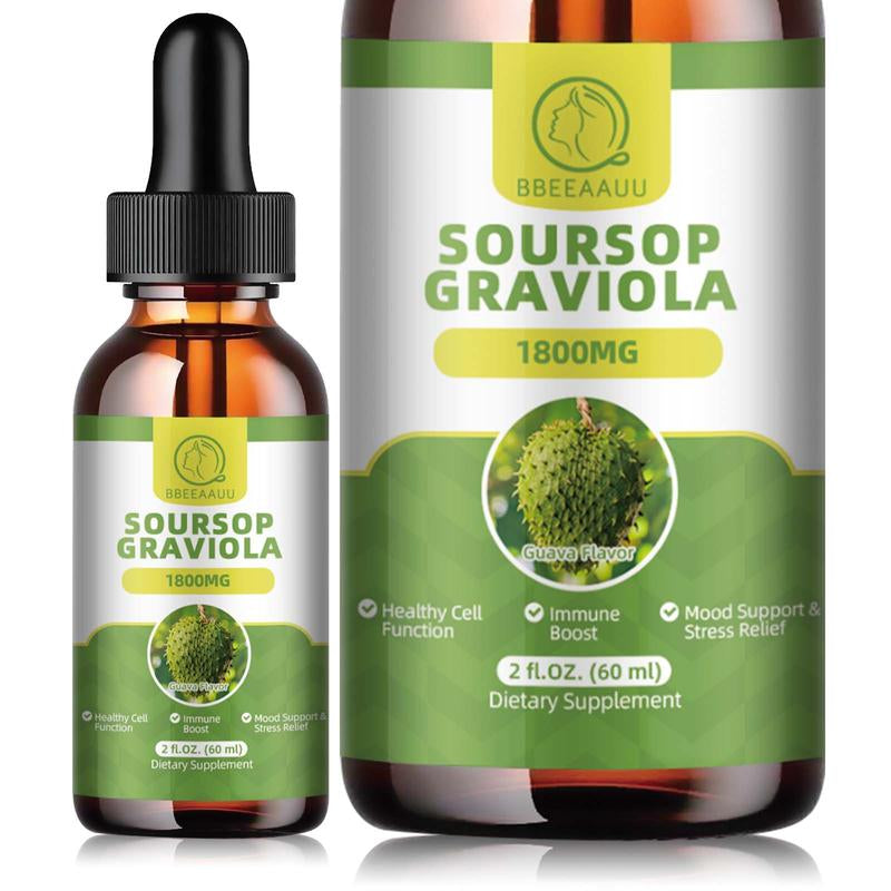 Soursop Herbal Drops Multivitamin, 60Ml, 2 Fl Oz, Organic Soursop Leaf Extract Soursop Oil, Soursop Bitters Liquid, Vitamin, Dietary Fiber