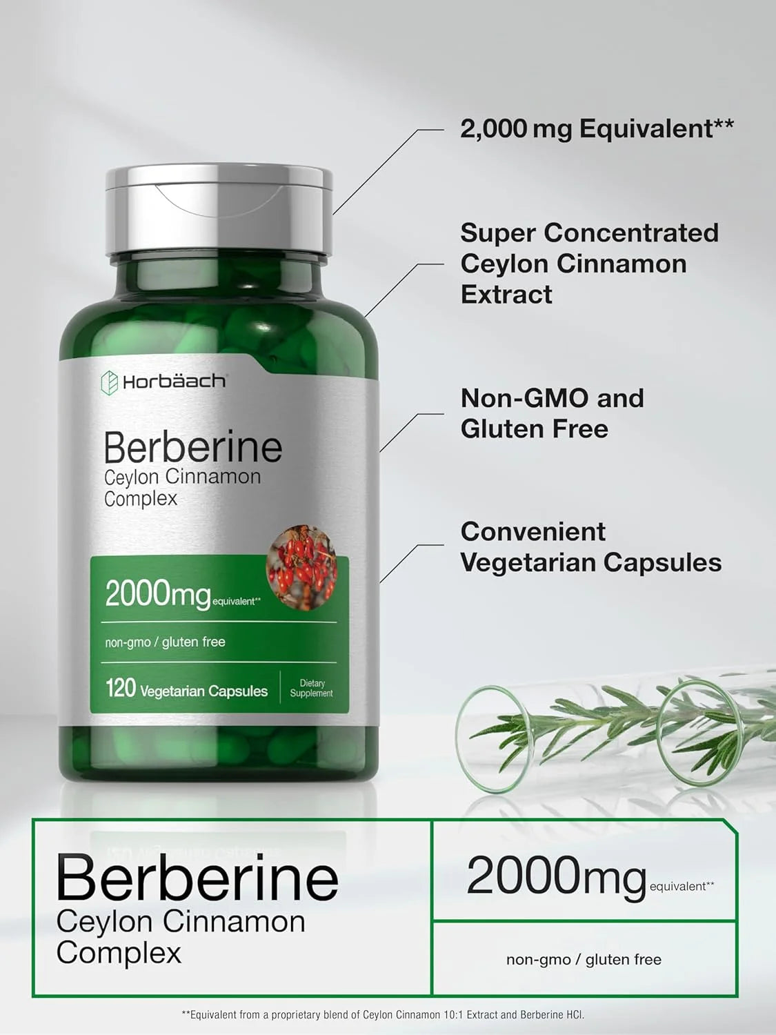 Berberine with Ceylon Cinnamon | 2000Mg | 120 Capsules | by