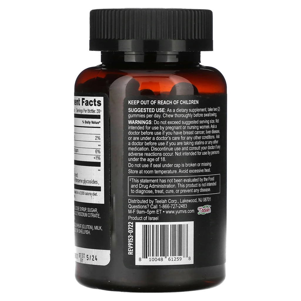 Yum V’S Kosher Strong Earth Black Cohosh Root Gummies - Peach Flavor 60 Gummies