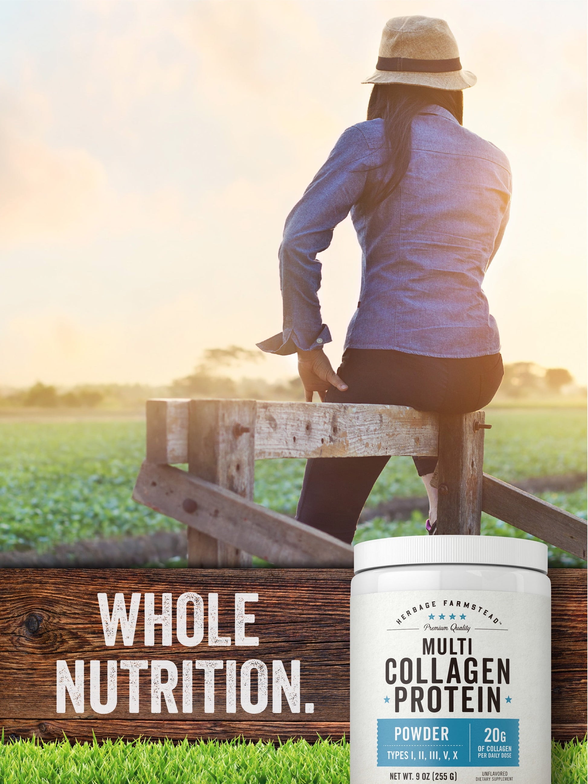 Multi Collagen Protein Powder | 9Oz | Unflavored | Types I, II, III, V, X | by Herbage Farmstead