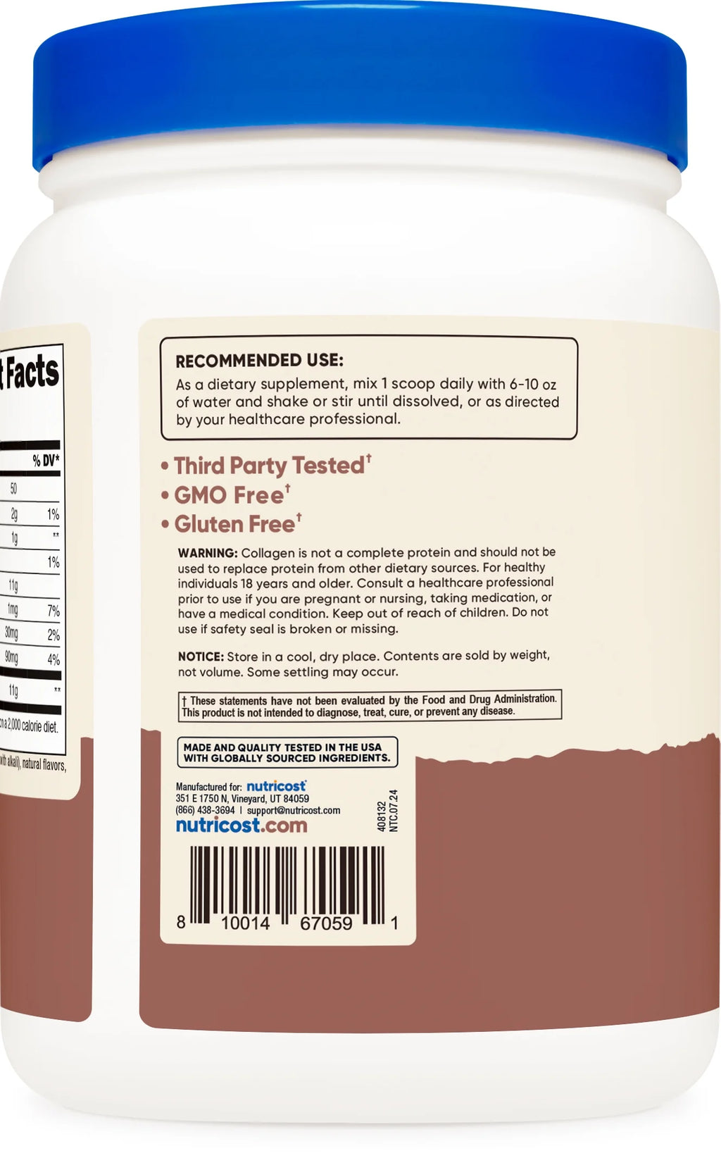 Grass-Fed Collagen Powder 1LB (Chocolate) - Non-Gmo, Gluten Free Supplement