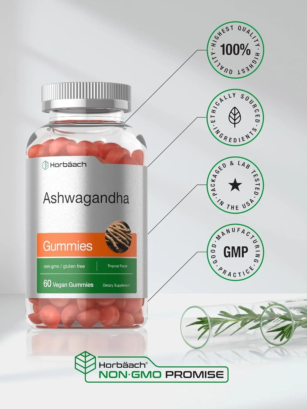 Ashwagandha Gummies | 60 Count | Tropical Flavor for Men and Women | by