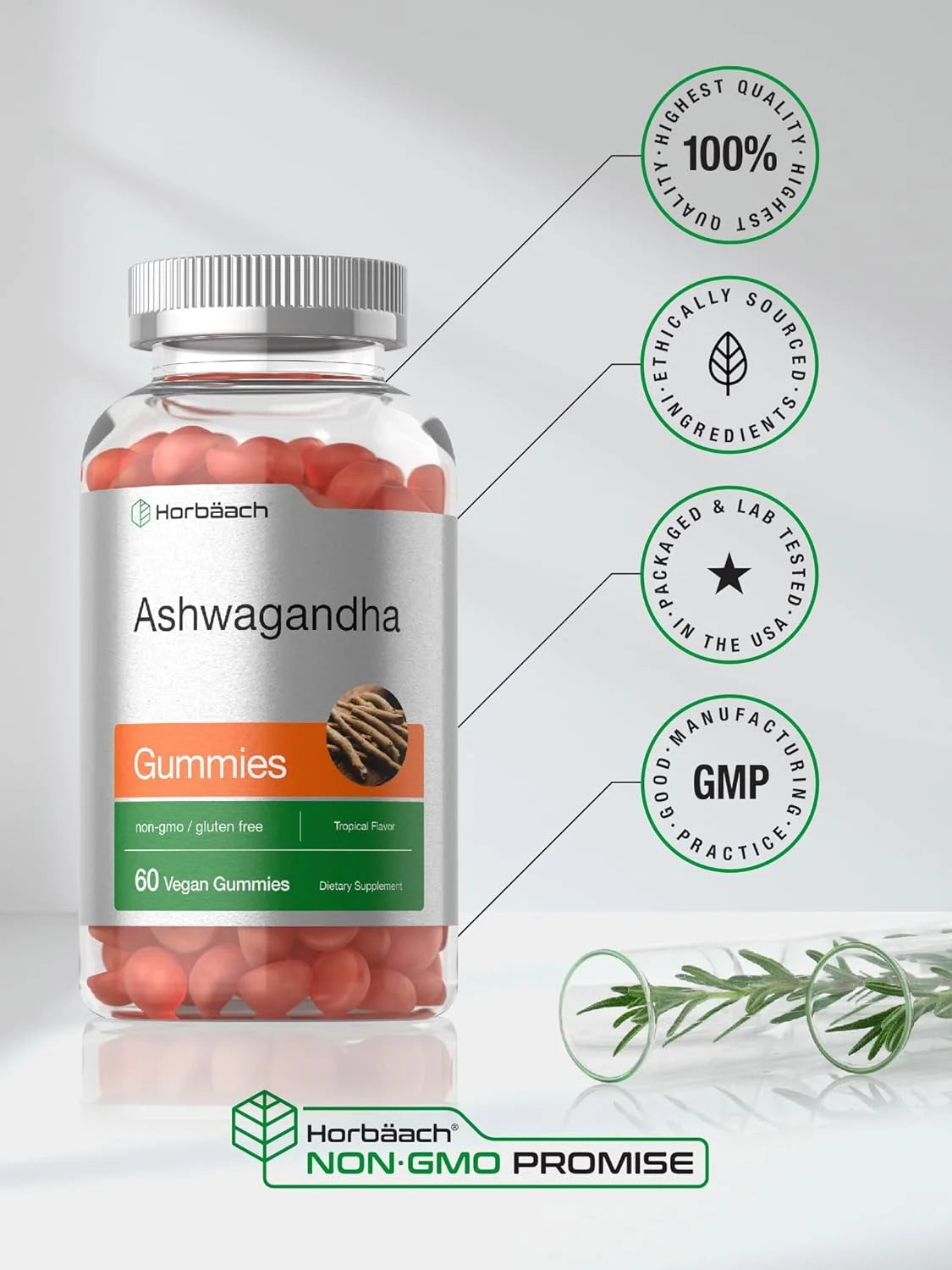 Ashwagandha Gummies | 60 Count | Tropical Flavor for Men and Women | by
