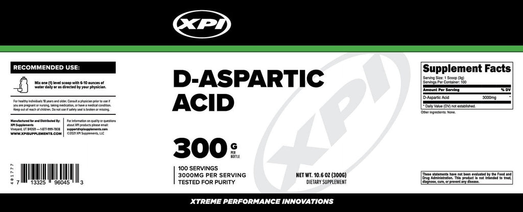 Supplement D-Aspartic Acid Powder 300 Grams, 100 Servings