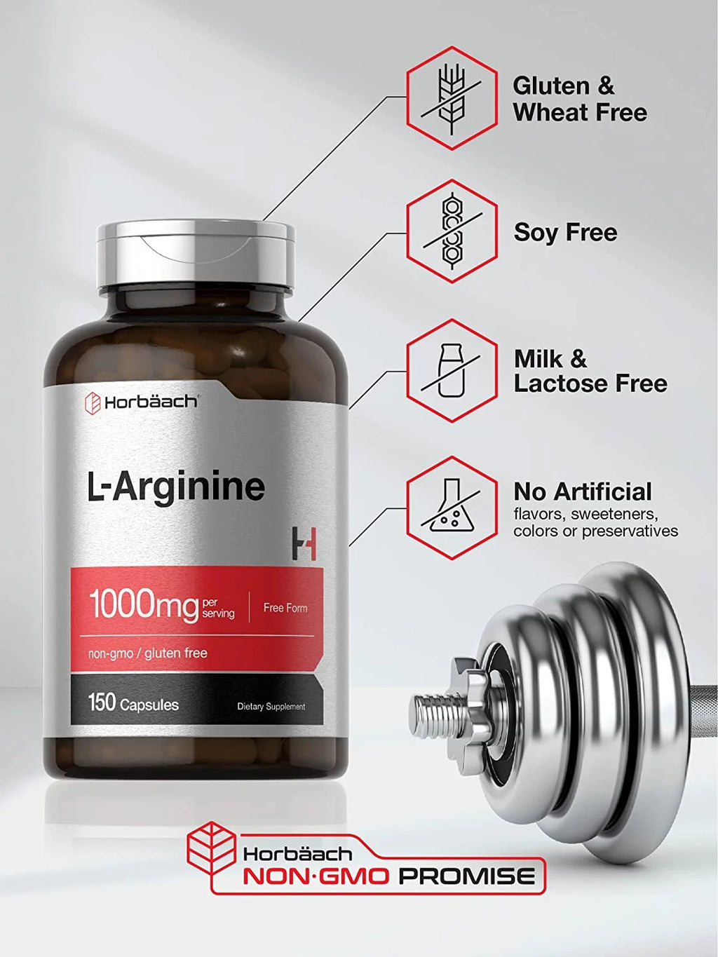 L Arginine 1000Mg | 150 Capsules | Free Form | by