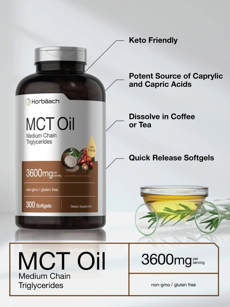 Keto MCT Oil | 3600 Mg | 300 Softgels for Men and Women | by