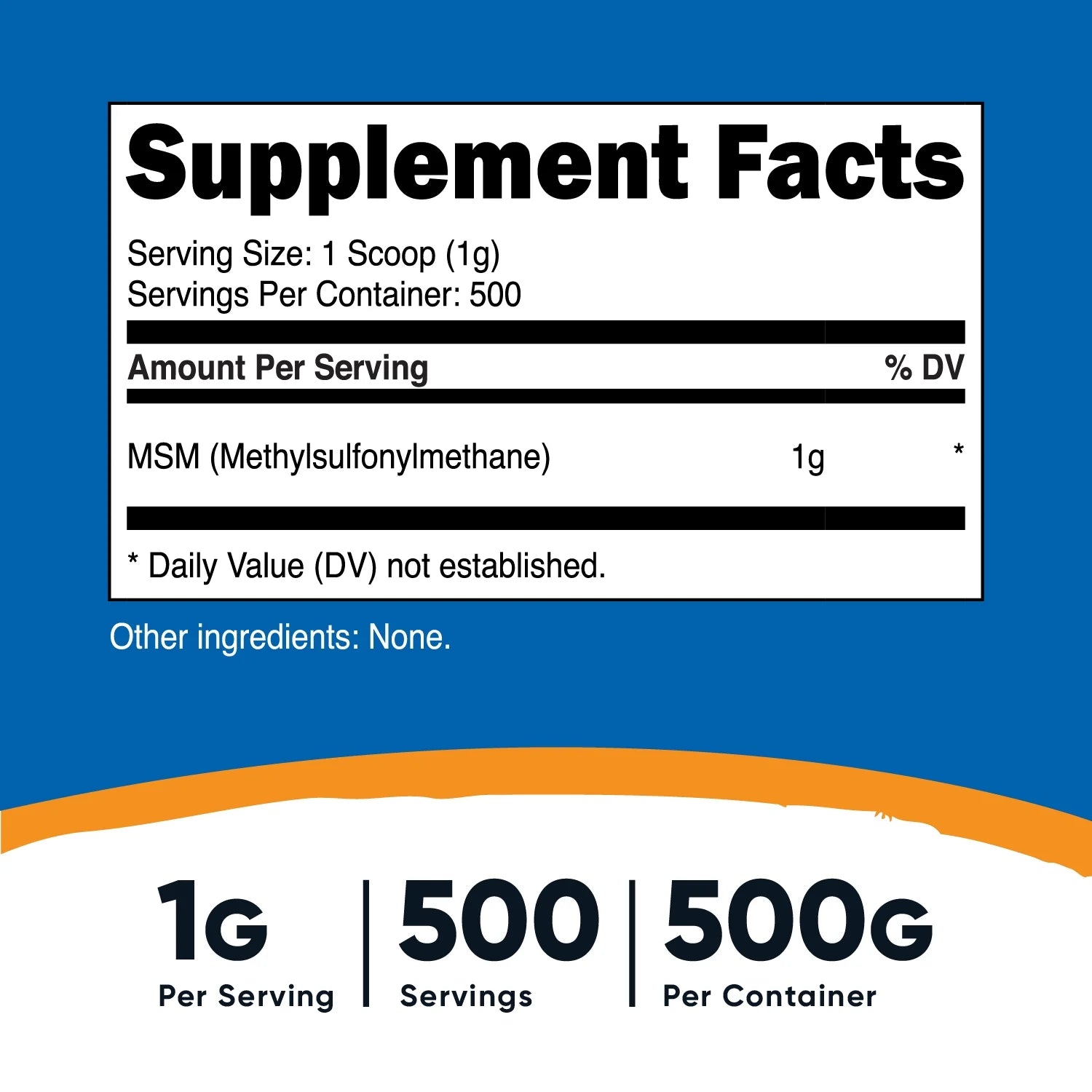 MSM Powder 500 Grams (Methylsulfonylmethane) - Non-Gmo Supplement