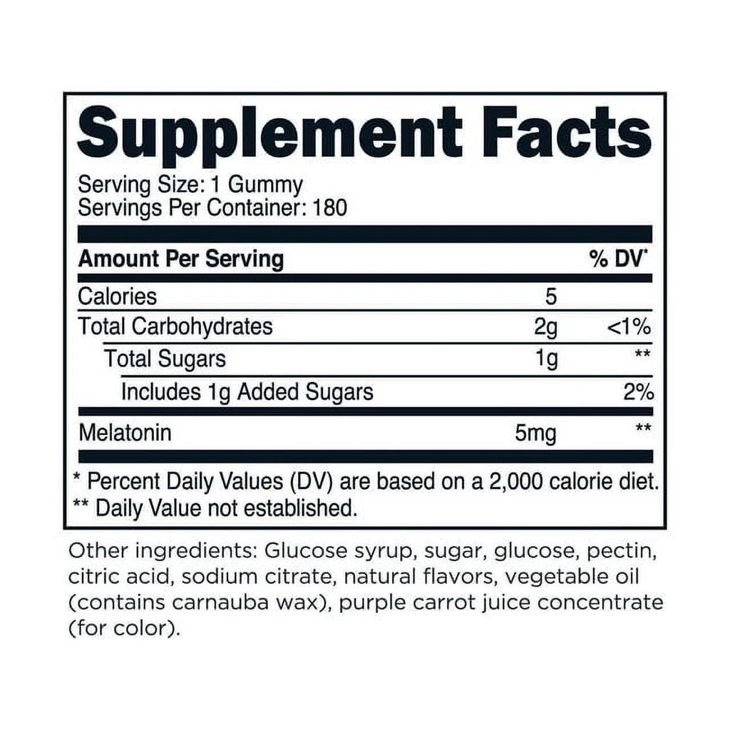 Melatonin (5Mg) 180 Gummies, Strawberry Flavored - Gluten Free, Non-Gmo