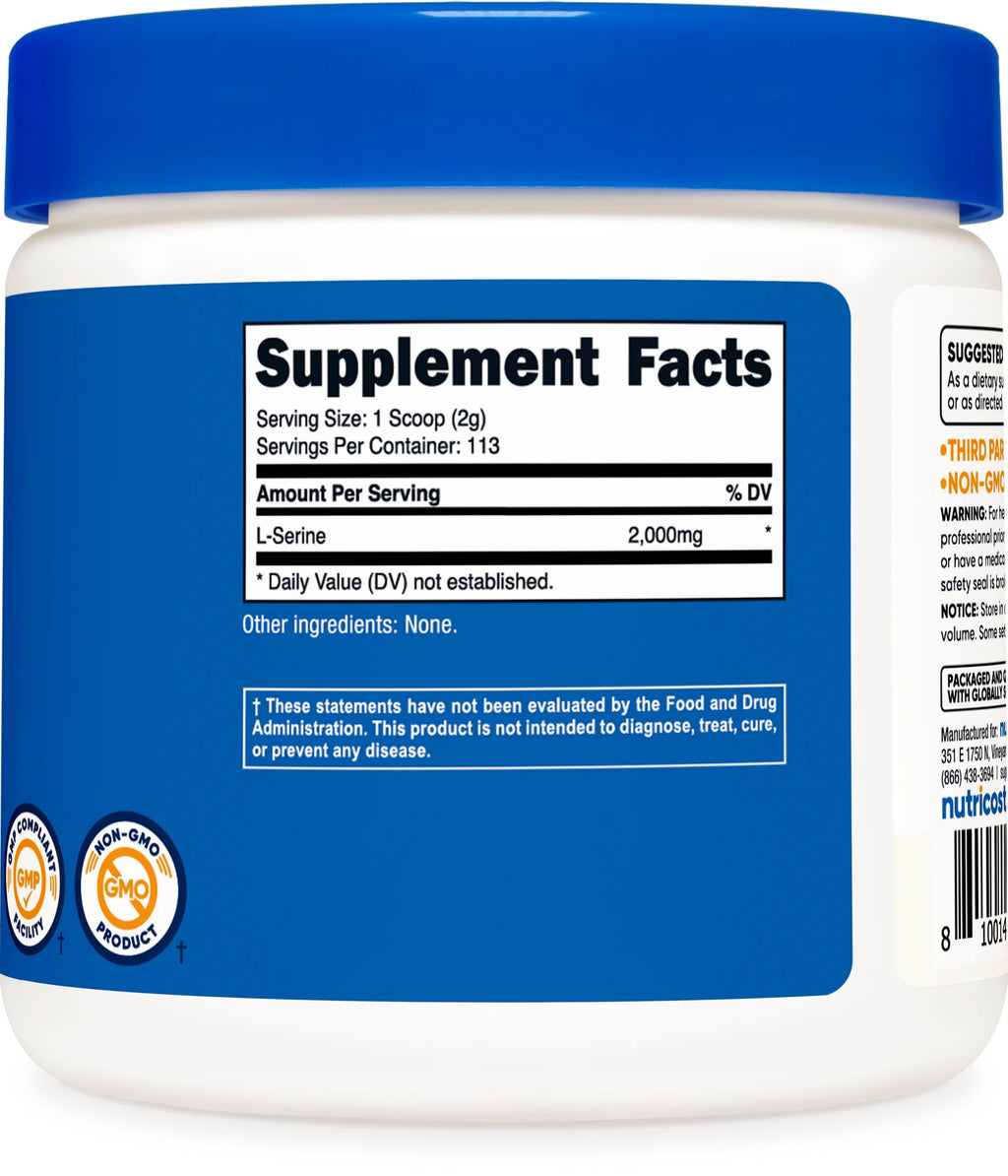 L-Serine Powder, 113 Servings (.5LB) - 2,000 Mg per Serving - Health Supplement