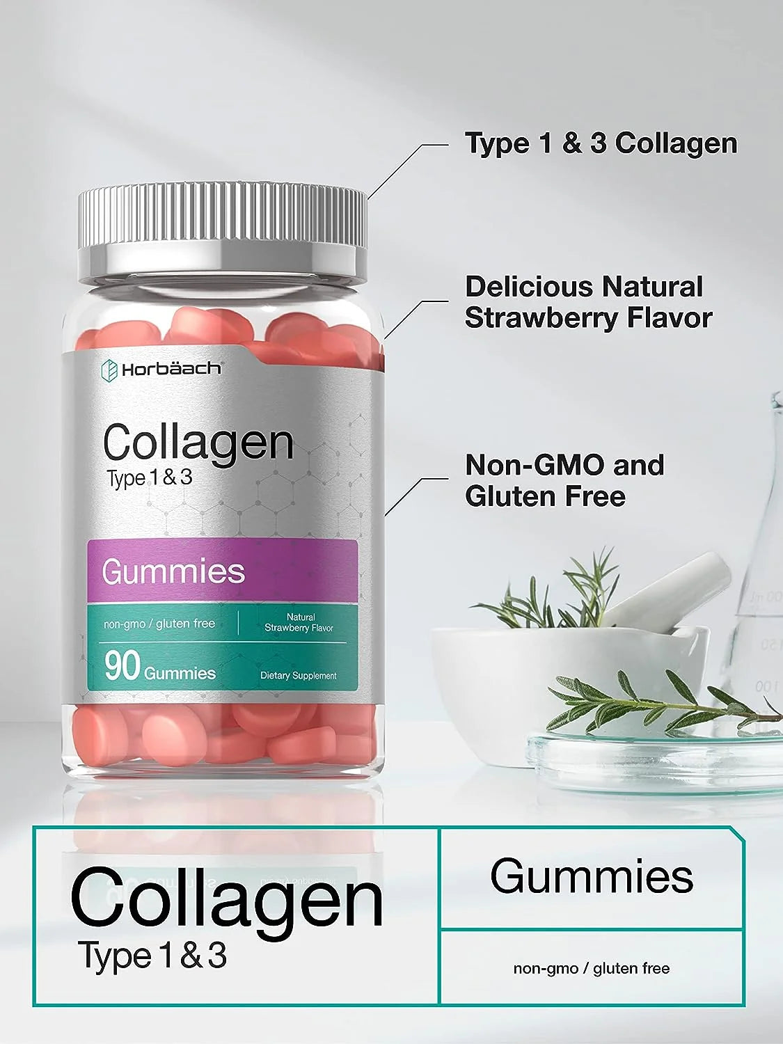 Collagen Gummies | 70 Count | Strawberry Flavored | Hydrolyzed Collagen Type 1 and 3 | by