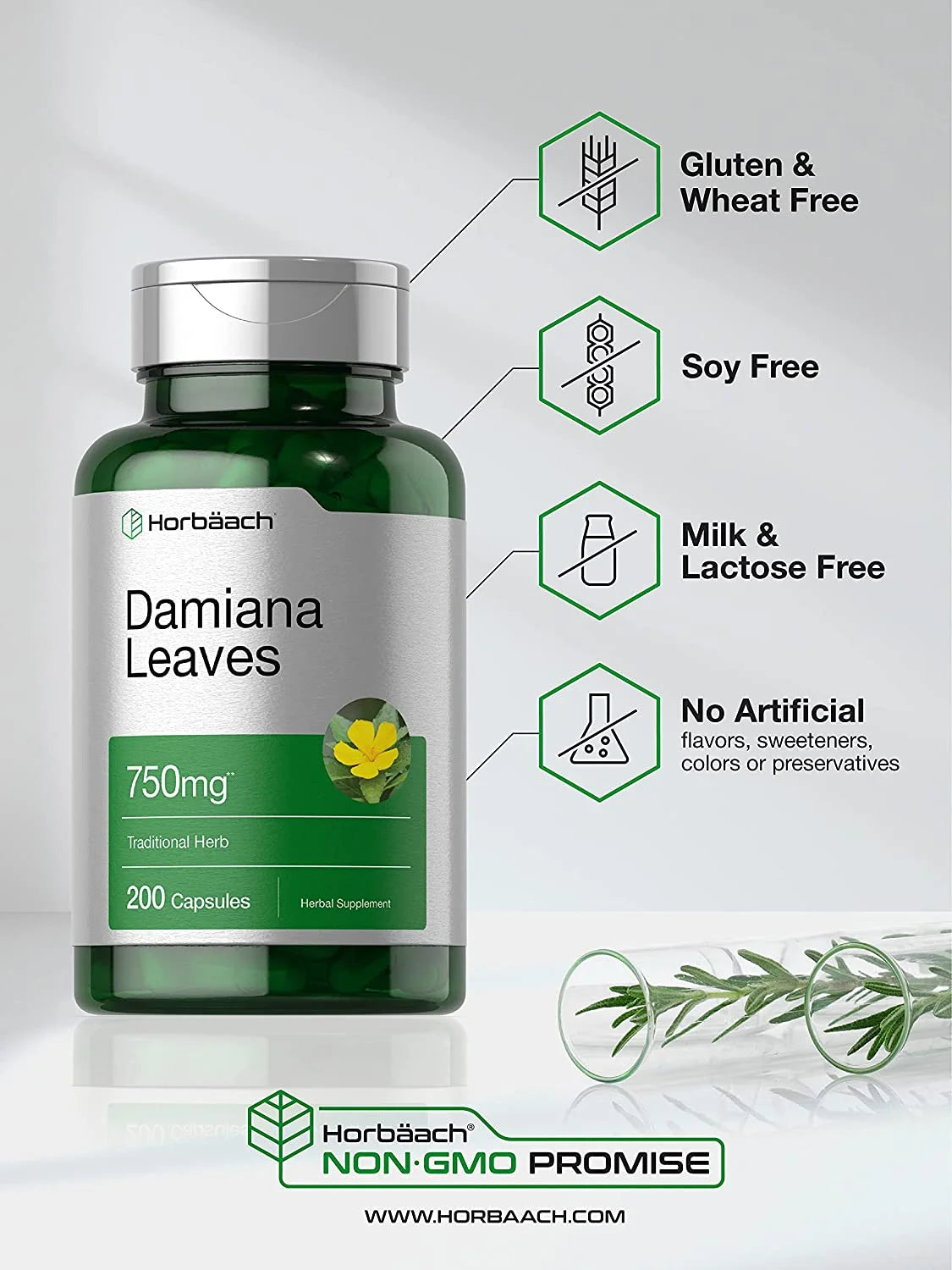 Damiana Leaf Extract | 750Mg | 200 Capsules | by