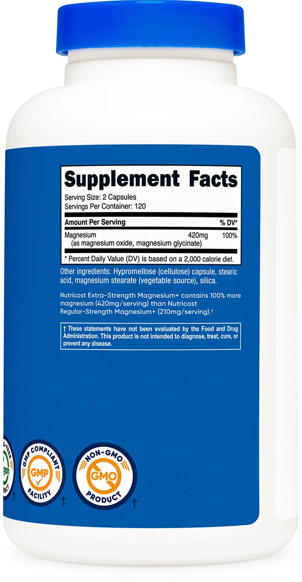 Magnesium+ Extra Strength 420Mg, 240 Capsules - 120 Servings. Magnesium Glycinate, Oxide - Non-Gmo, Gluten Free, Vegan Friendly