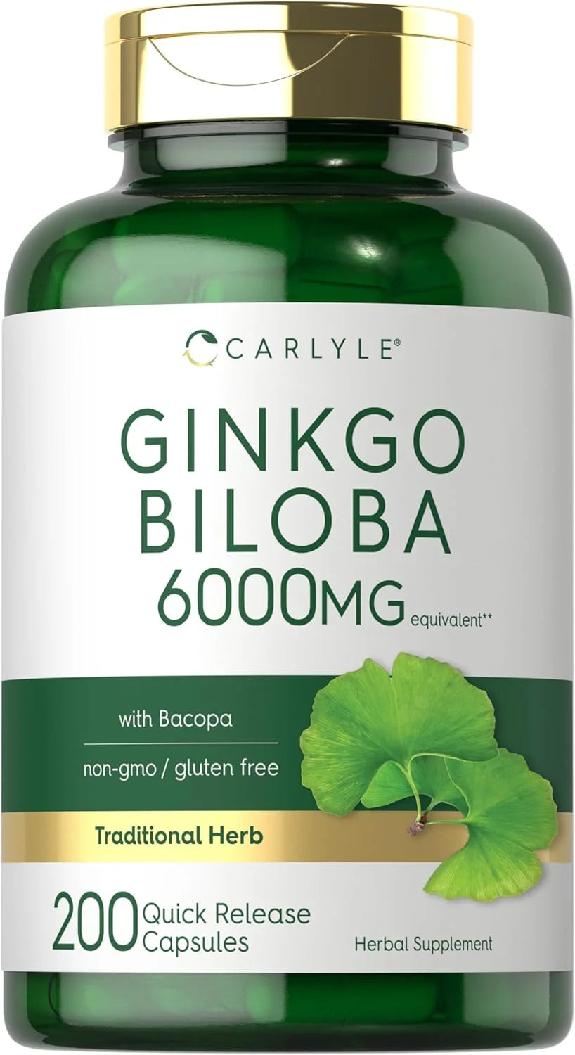 Ginkgo Biloba Capsules | 6000Mg | 200 Count Supplement for Men and Women | by