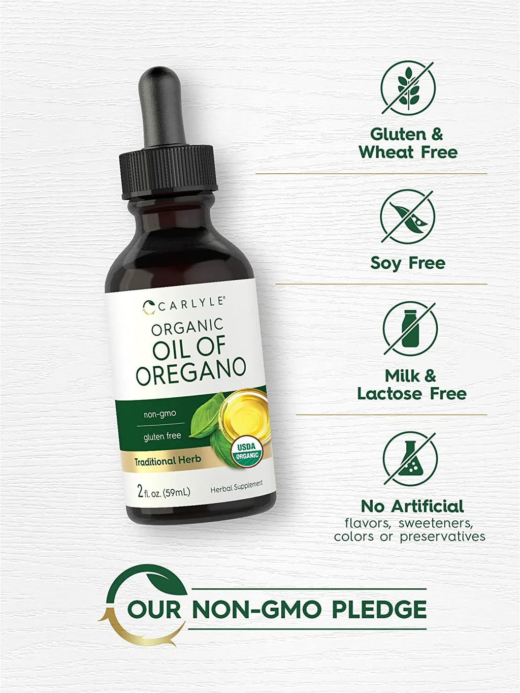 Organic Oil of Oregano | 2 Fl Oz Liquid | Vegan | Non-Gmo, Gluten Free Drops | by