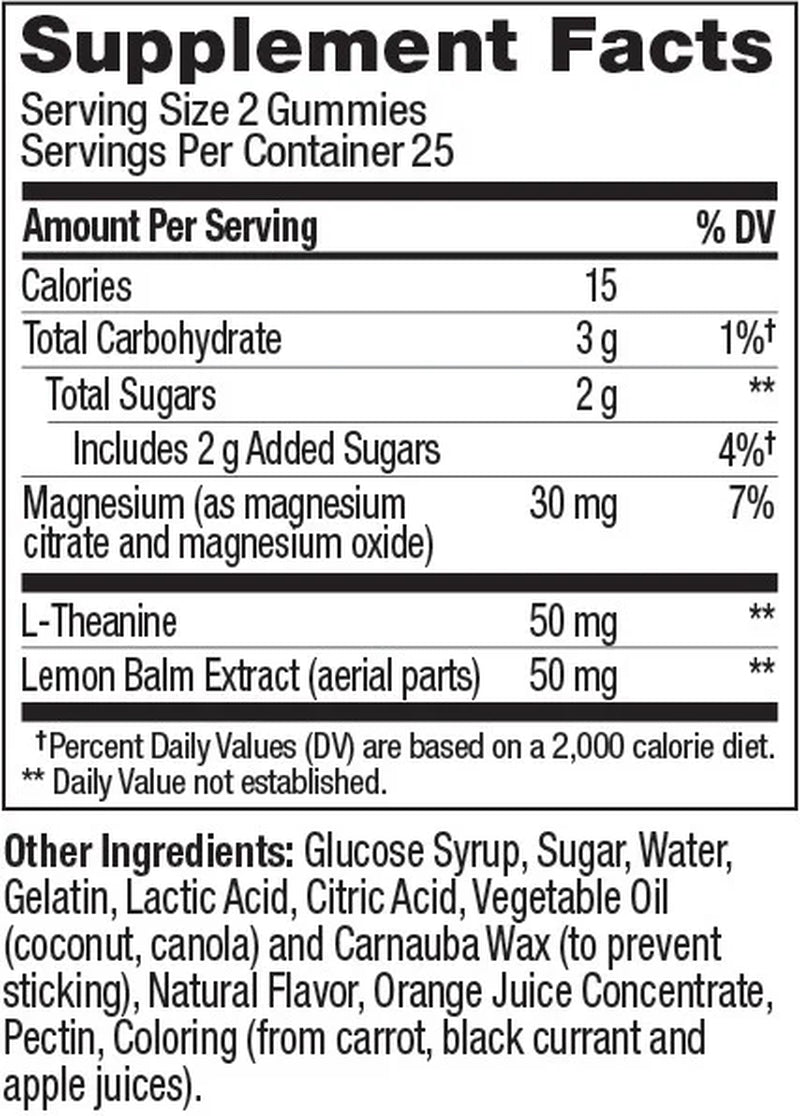 Kids Chillax Gummy Supplement with Magnesium and L-Theanine, 50 Count