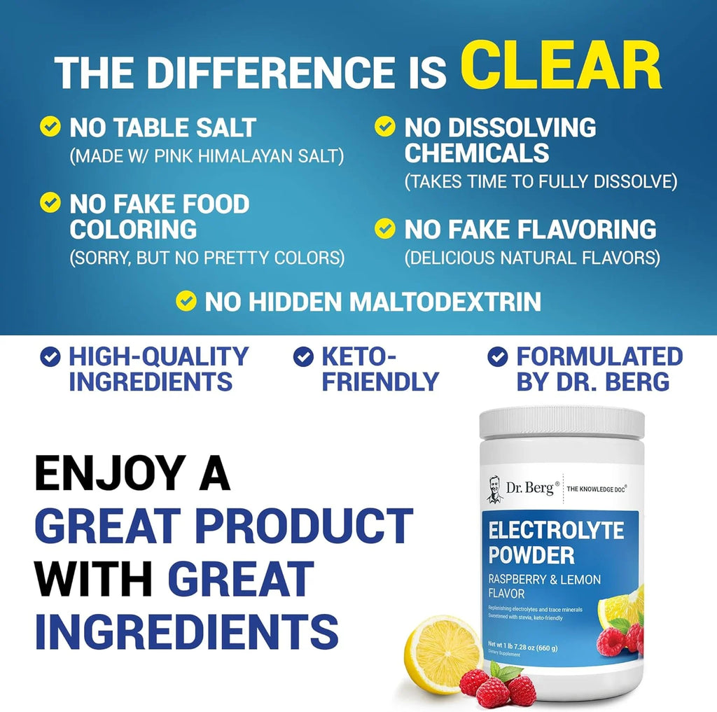 Electrolyte Powder - Raspberry & Lemon Hydration Powder, 100 Servings