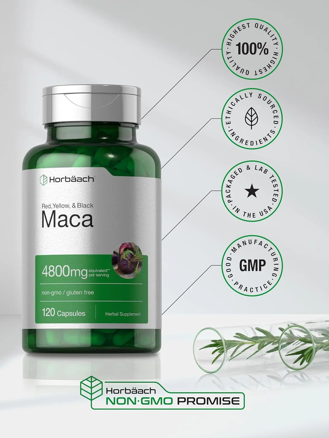 Maca Root Capsules | 4800Mg | 120 Count | for Men and Women | by