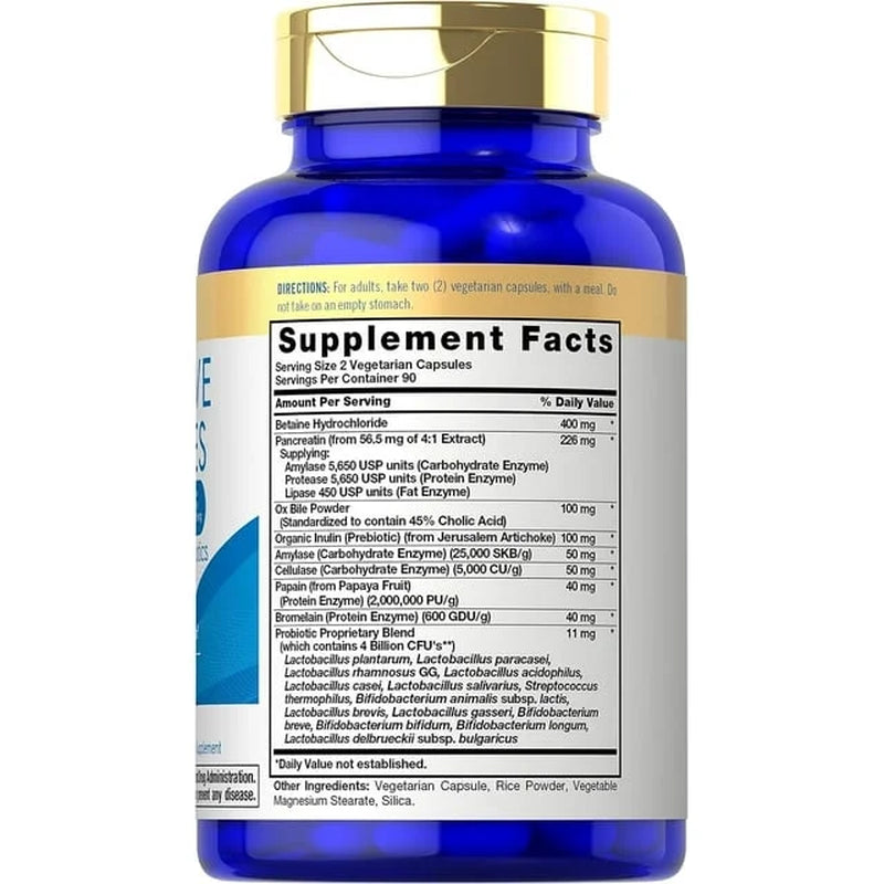 Digestive Enzymes with Probiotics and Prebiotics | 180 Capsules | by