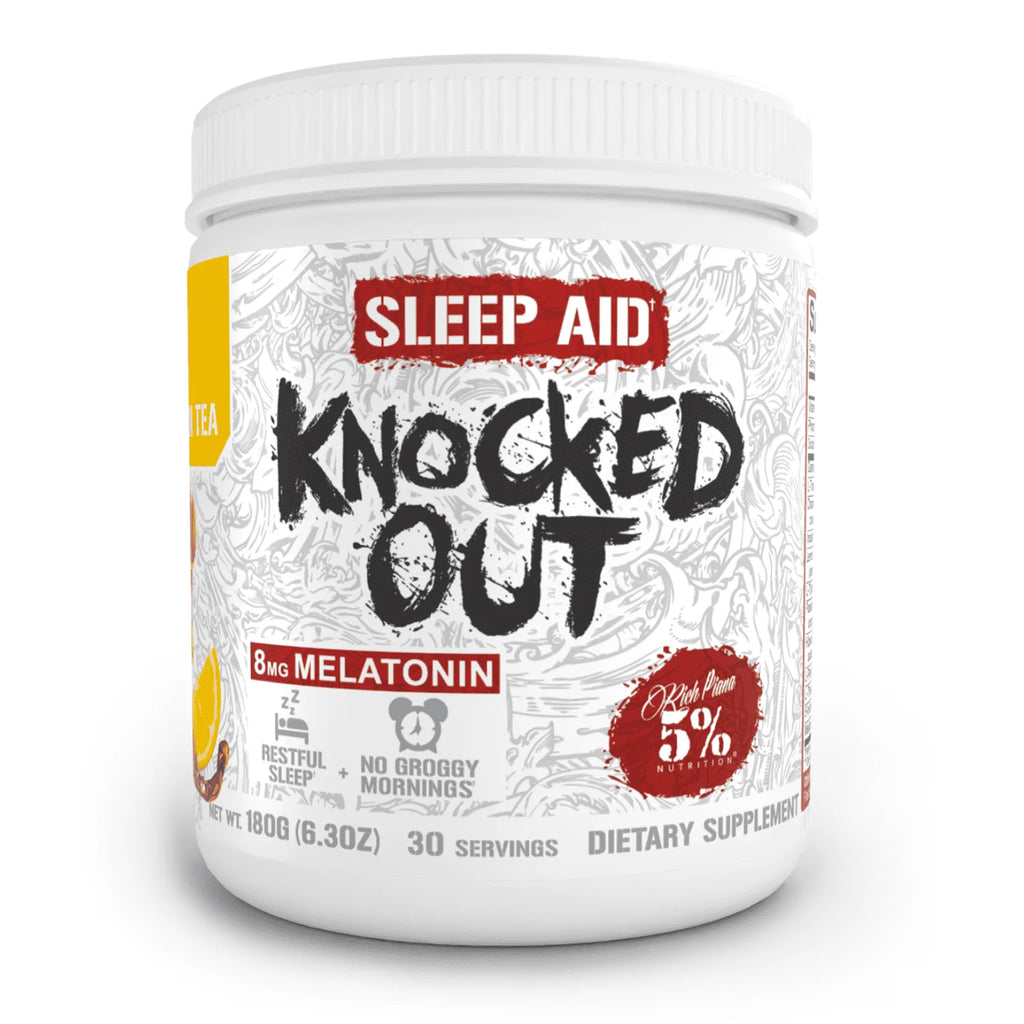Rich Piana Knocked Out Natural Sleep Aid | Post-Workout Recovery & Deep Sleep Supplement | 6.3 Oz, 30 Servings (Honey Lemon Tea)