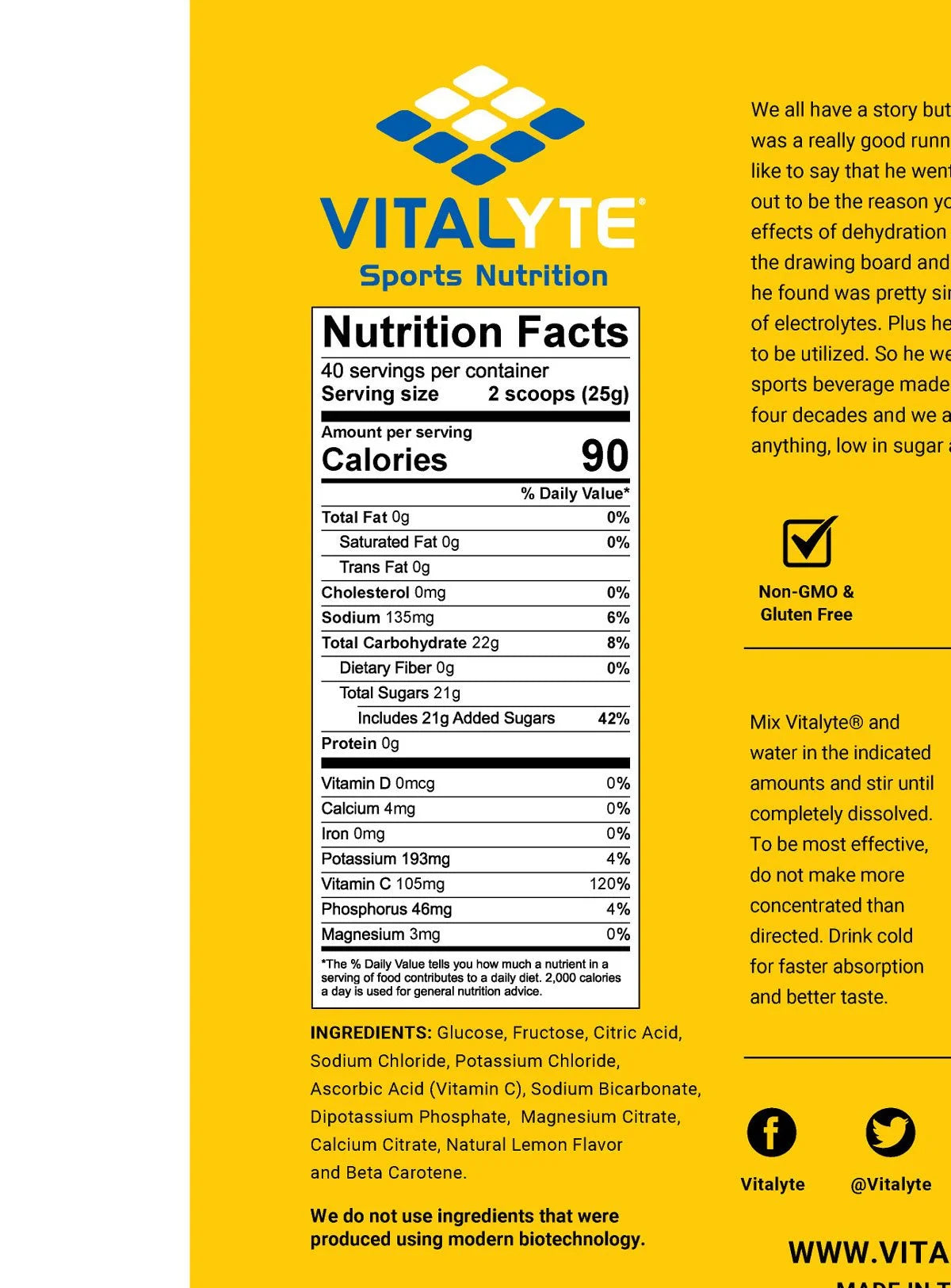 Electrolyte Replacement Powder Drink Mix, 40 16 Ounces per Serving (Lemon)