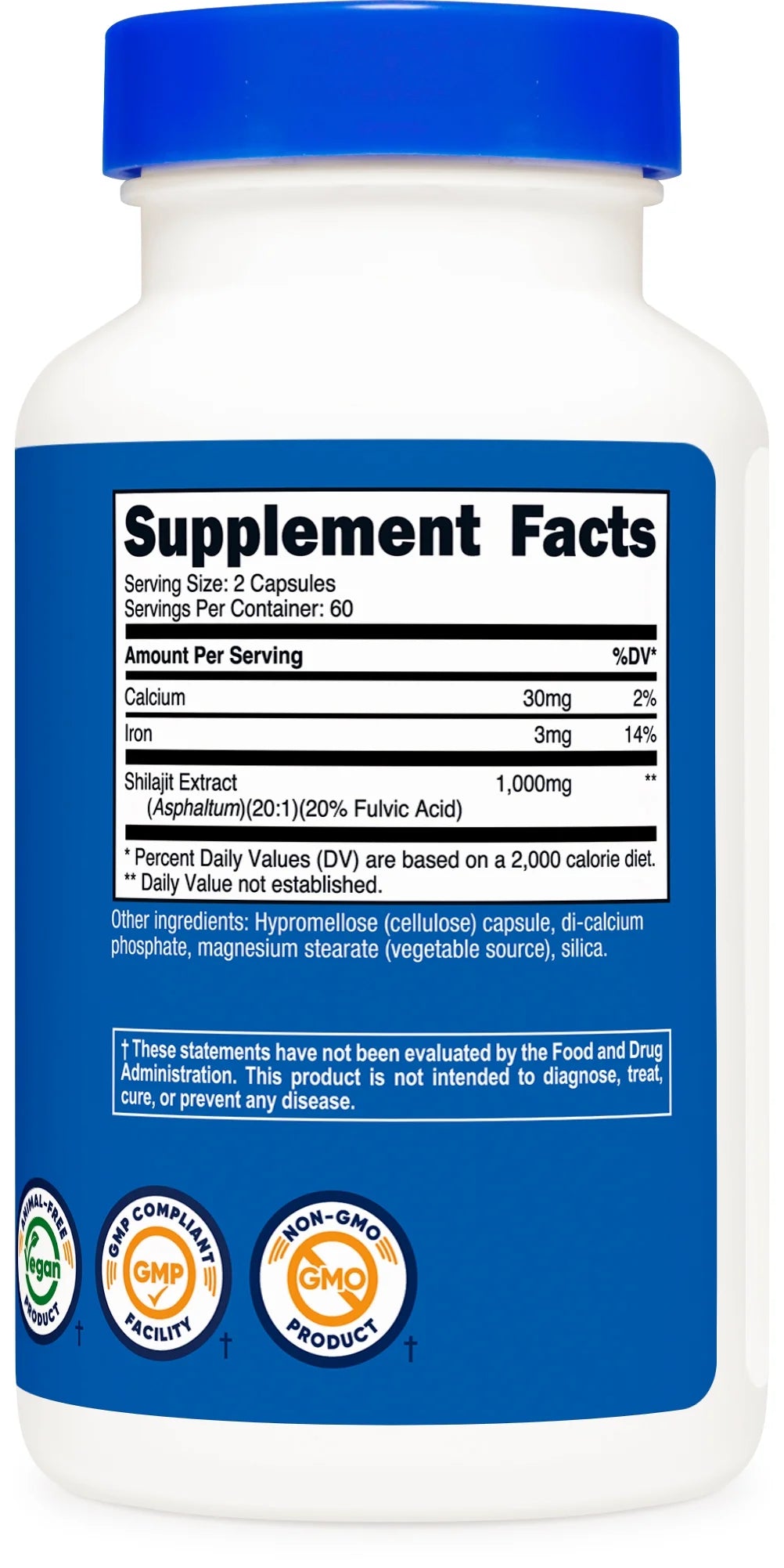 Shilajit Capsules (120 Capsules, 60 Servings / 1,000 Mg Shilajit per Serving