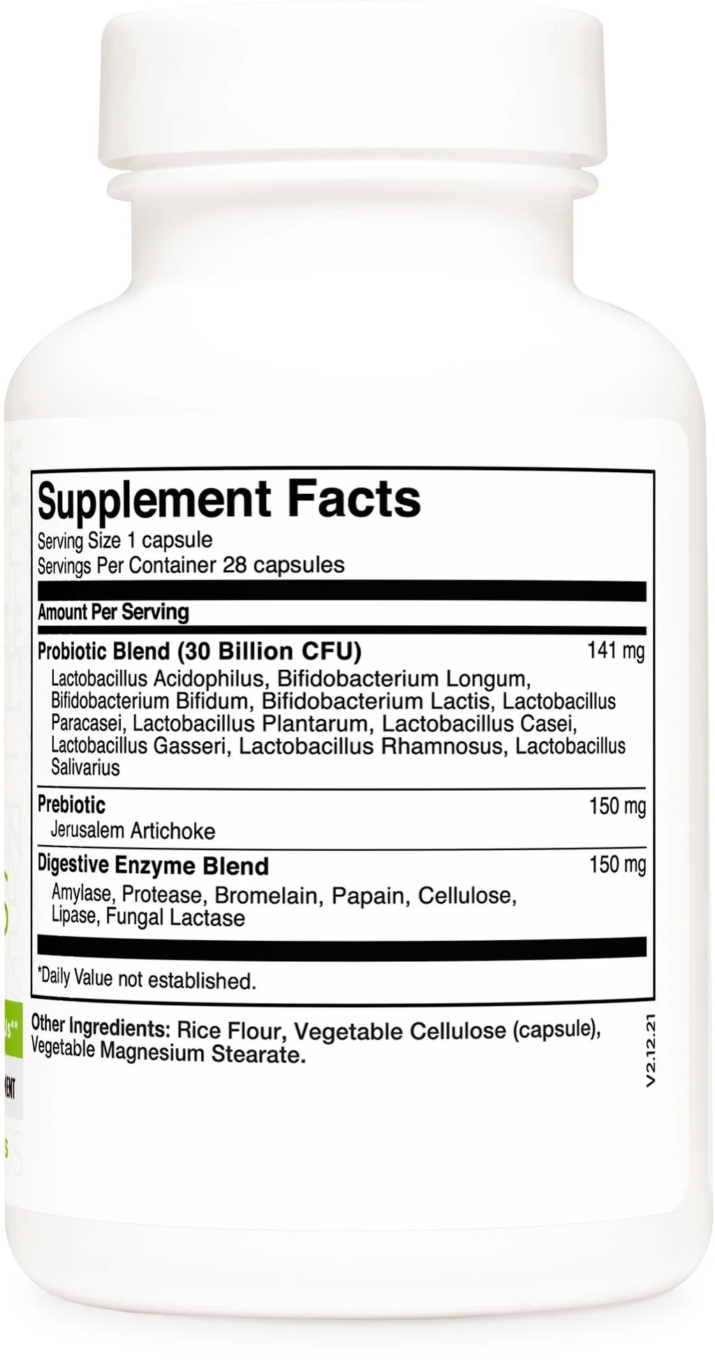 Probiotic (>10 Billion CFU) with Prebiotic + Digestive Enzymes Supplement, 28 Capsules