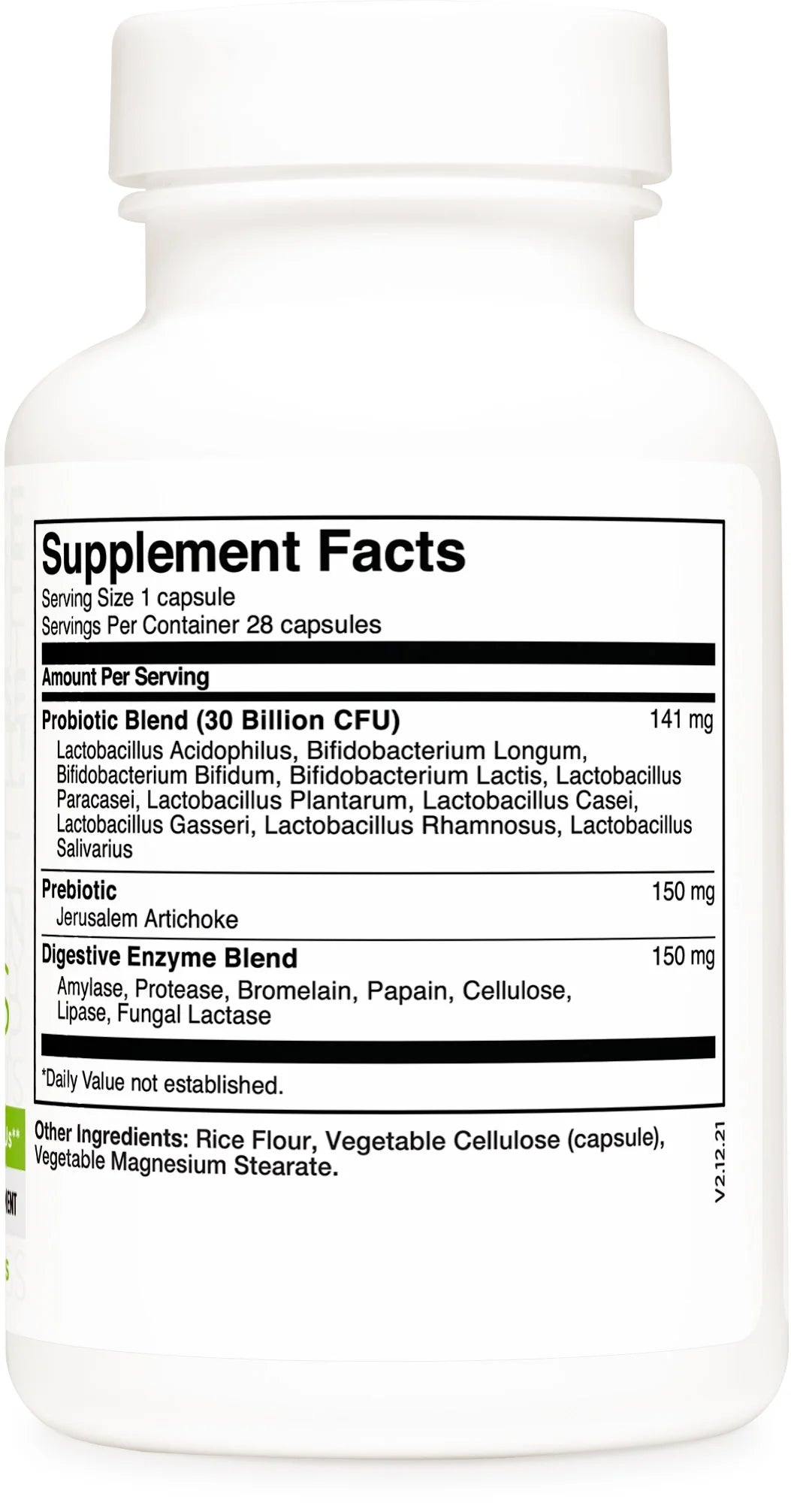 Probiotic (>10 Billion CFU) with Prebiotic + Digestive Enzymes Supplement, 28 Capsules