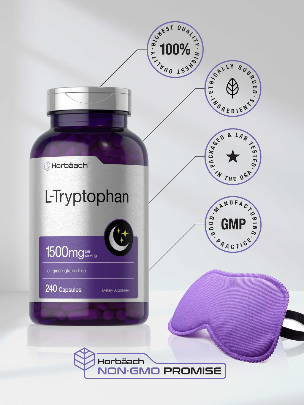 L Tryptophan 1500Mg | 240 Capsules | Extra Strength | by