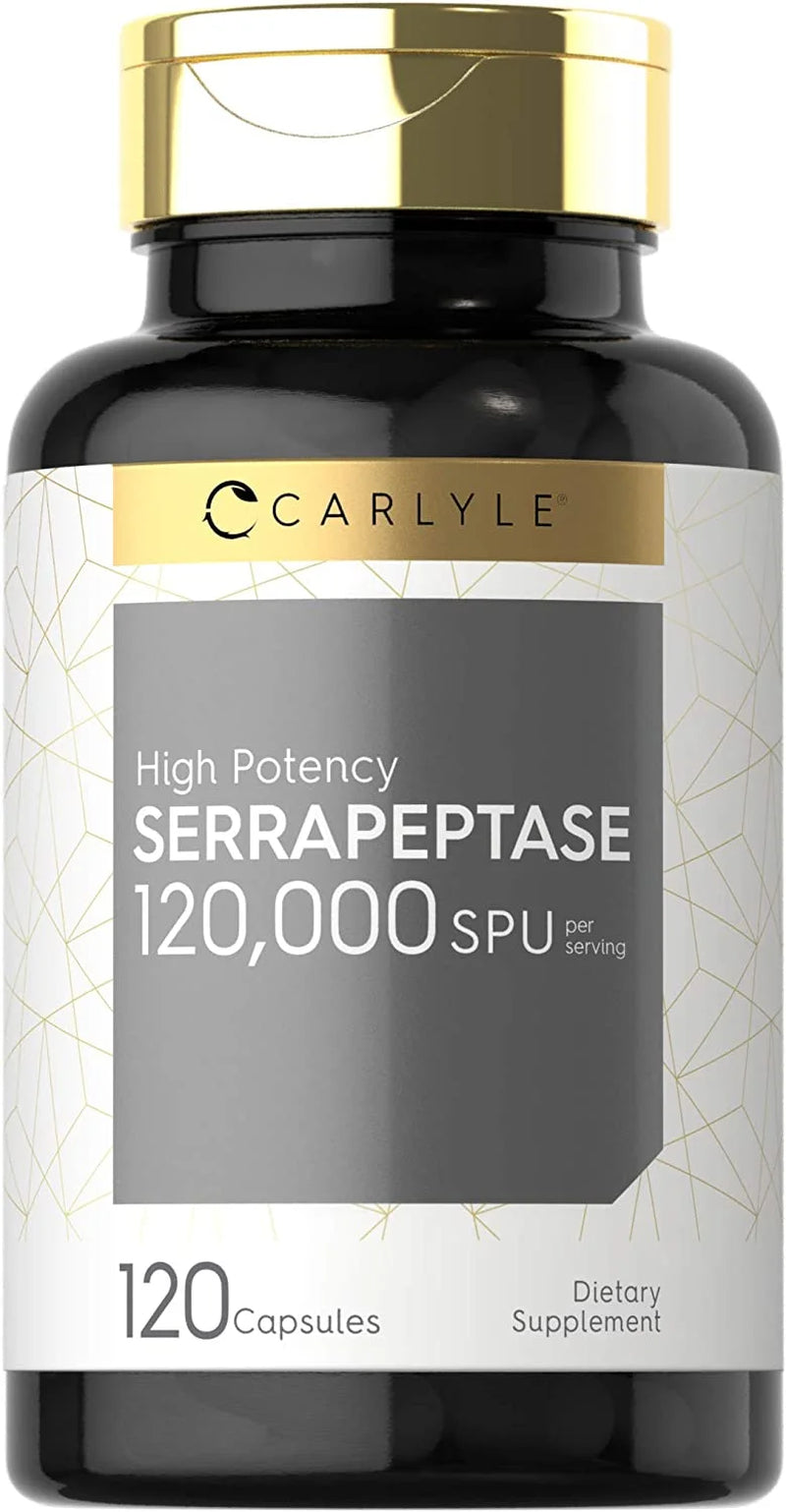 Serrapeptase 120000 SPU | 120 Capsules | Enzyme Supplement | by