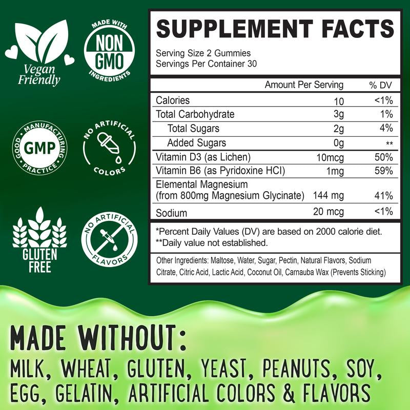 Center-Filled Magnesium Glycinate Gummies 400Mg – High-Absorption for Sleep & Muscle Recovery – Vegan, Pectin-Based, Non-Gmo Healthcare Dietary