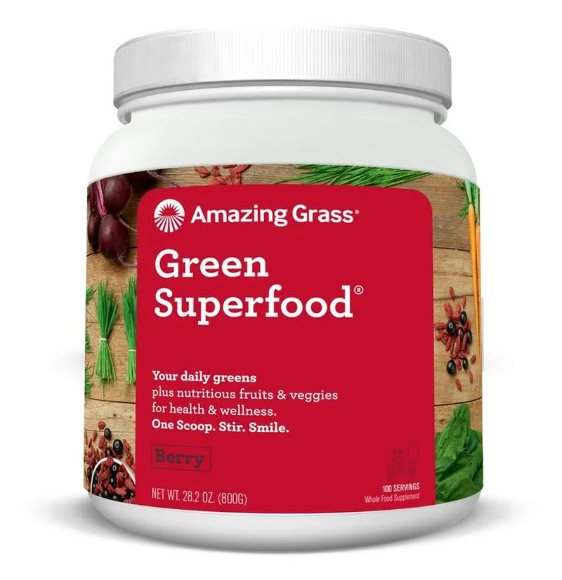 Green Superfood Powder, Flavor: Berry, 28Oz Bottle, 100 Servings