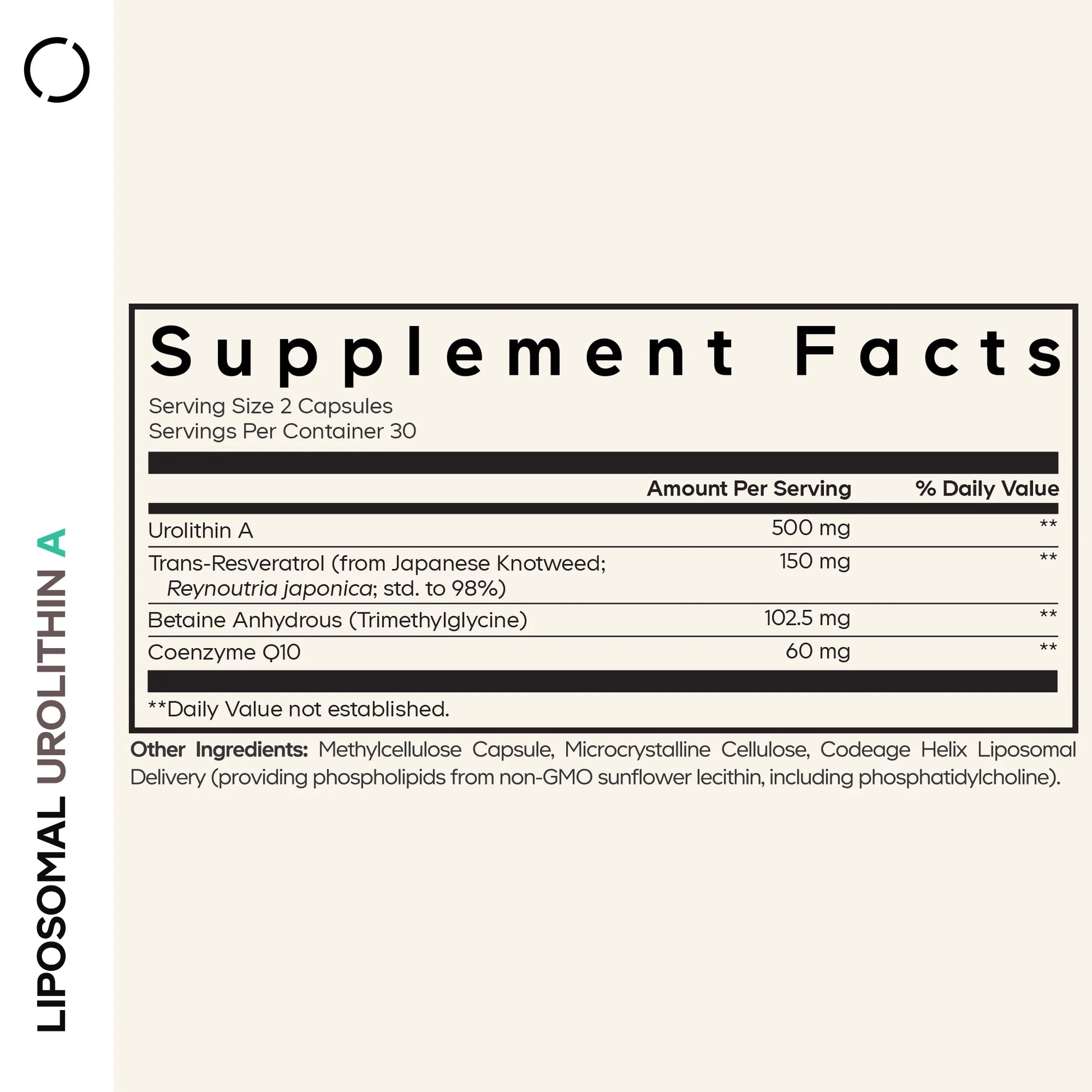 Liposomal Urolithin A, Resveratrol & Coenzyme Q10, Betaine Anhydrous, Coq10 Capsules, 60 Ct