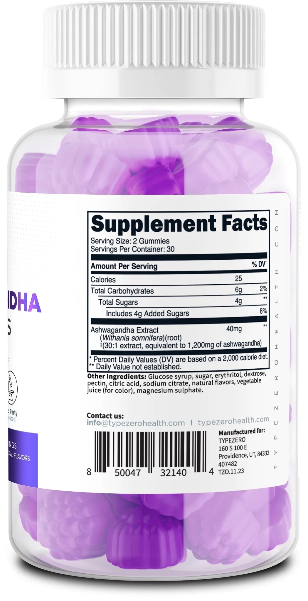 Ashwagandha Gummies (60 Count) - 1200Mg Equivalent per Serving - Gluten-Free, Non-Gmo