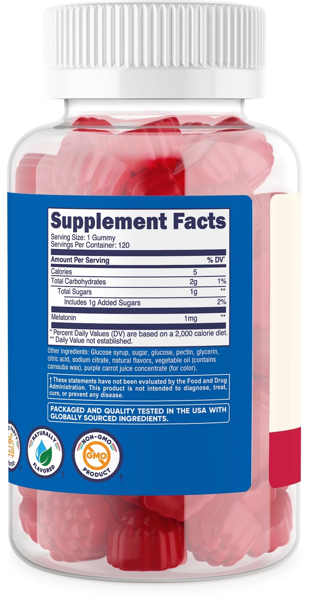 Kids Melatonin Gummies 1Mg, 120 Strawberry Gummies