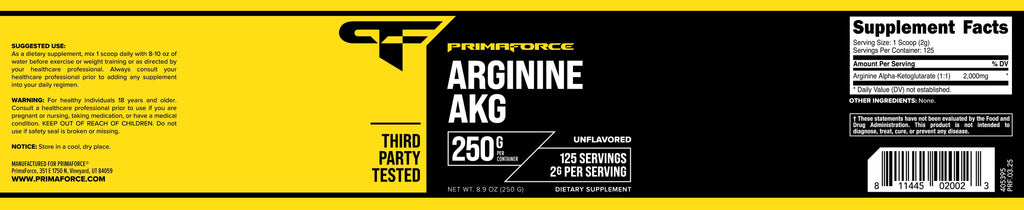 AAKG Arginine Powder, 250 Grams - Premium Workout Supplement