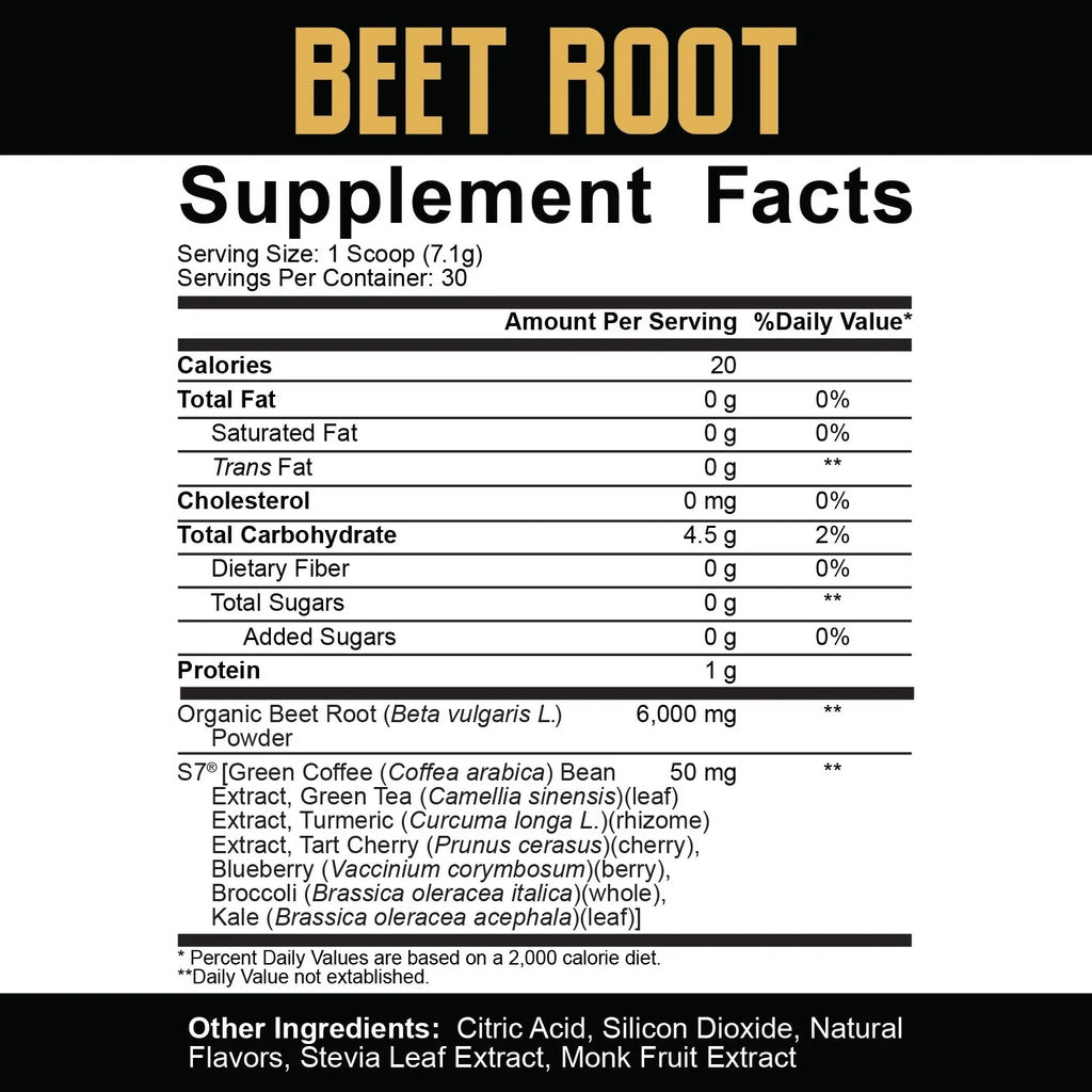 Core Beet Root | Nitric Oxide Beet Root Powder Pre Workout Additive | 6000Mg Beet Root Extract + 50Mg S7 | Vegan & Keto | 30 Servings (Fruit Punch)