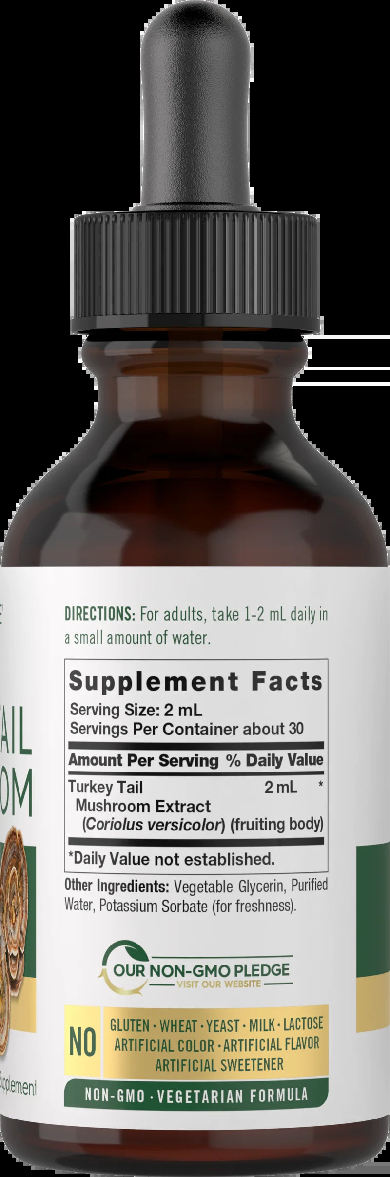 Turkey Tail Mushroom Liquid Extract | 2 Fl Oz | Vegetarian Tincture | Non-Gmo, Gluten Free | by