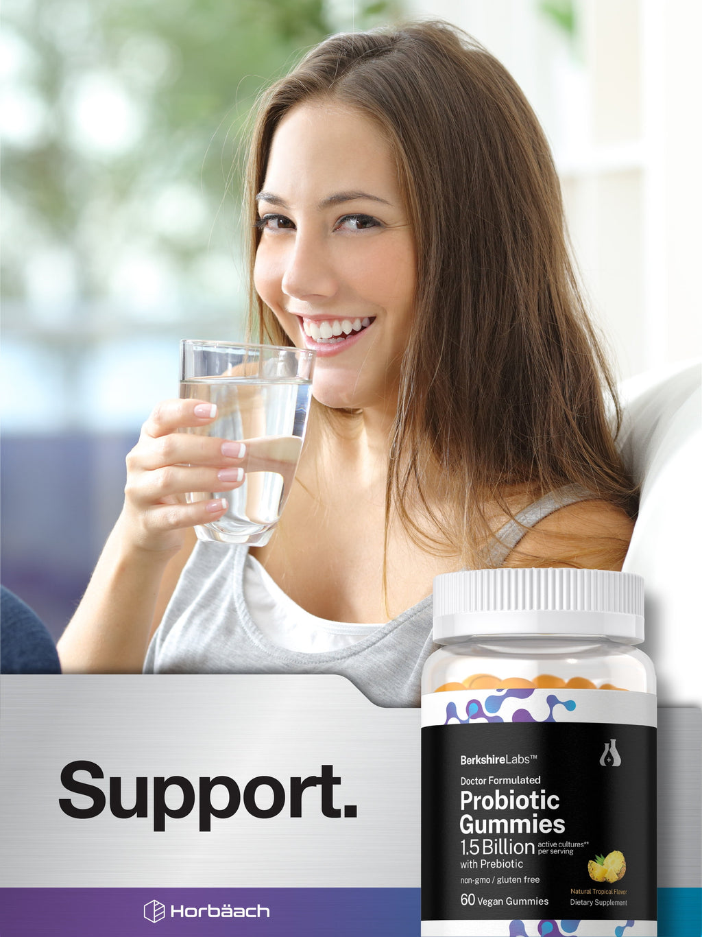 Probiotic Gummies | 60 Count | for Women and Men | Tropical Flavor | by