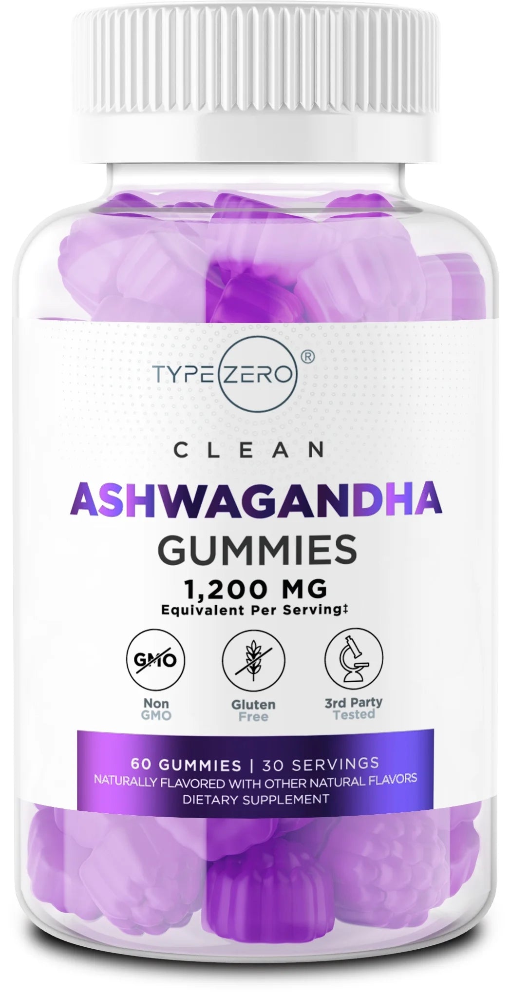Ashwagandha Gummies (60 Count) - 1200Mg Equivalent per Serving - Gluten-Free, Non-Gmo