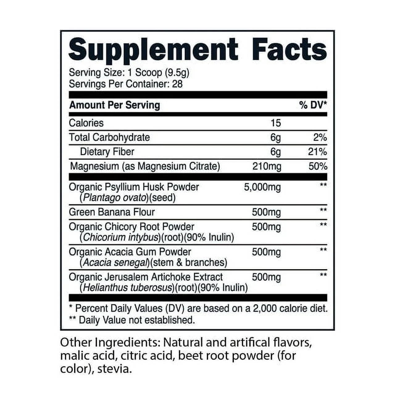 Fiber 5 Psyllium Husk and Fiber Complex Powder (Apple Flavor) (28 Servings) (5,000Mg Psyllium Husk per Serving) - Digestive Health, Natural Fiber Supplement, Soluble Plant Fiber Blend