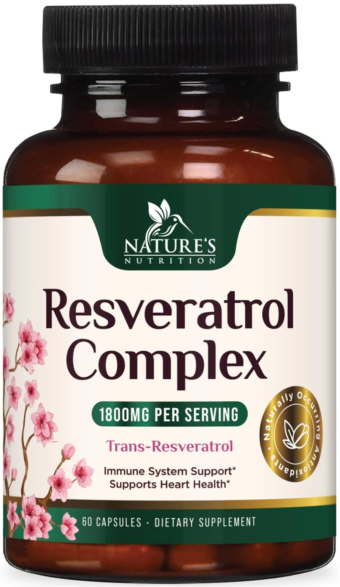 Resveratrol Supplement 1800Mg - Extra Strength Antioxidants for Healthy Aging & Immune Support - Heart Health & Cellular Energy Support - Non-Gmo, Bioavailable Trans-Resveratrol - 60 Vegan Capsules