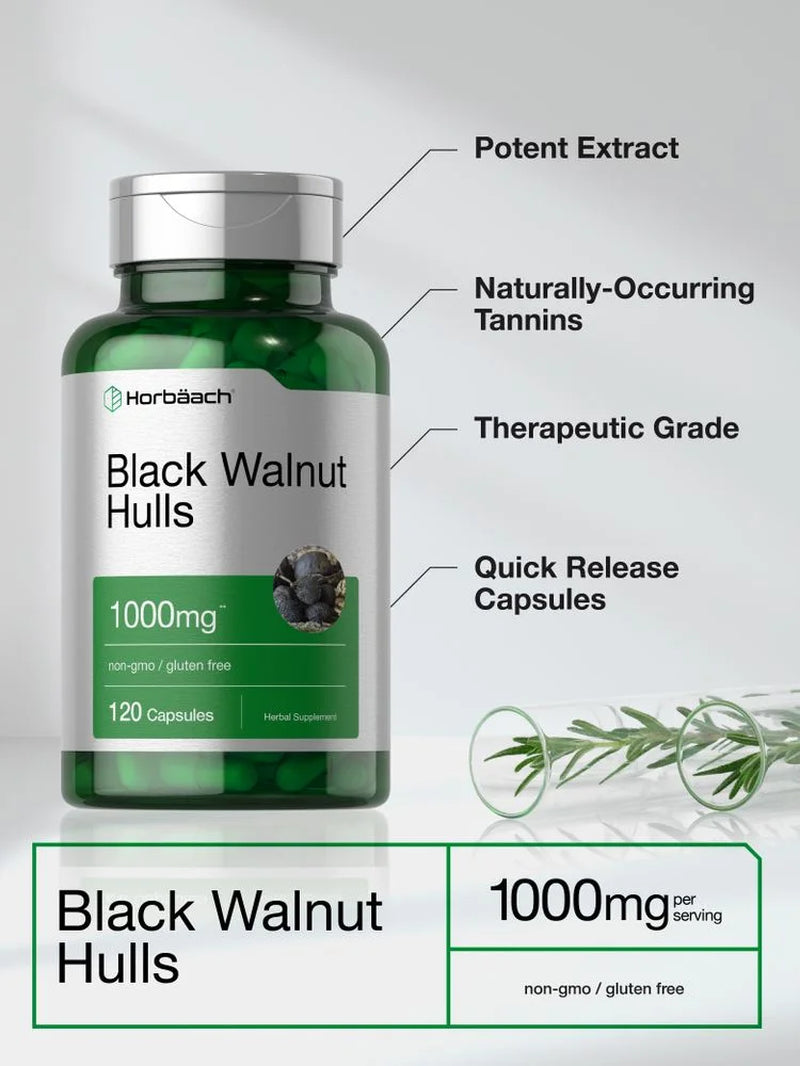 Black Walnut Hulls | 1000 Mg | 120 Capsules for Men and Women | by