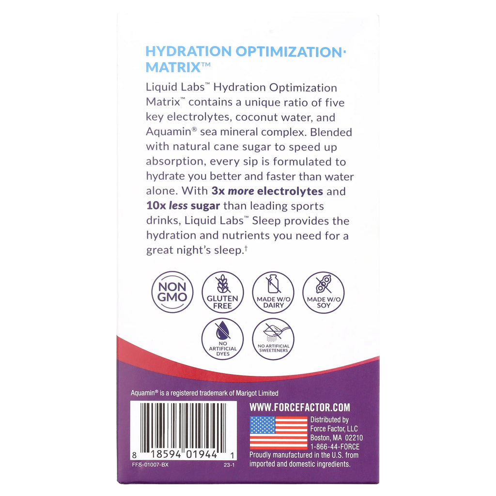 Liquid Labs Sleep, Electrolytes Powder & Sleep Aid with Melatonin 10Mg, 20 Stick Packs