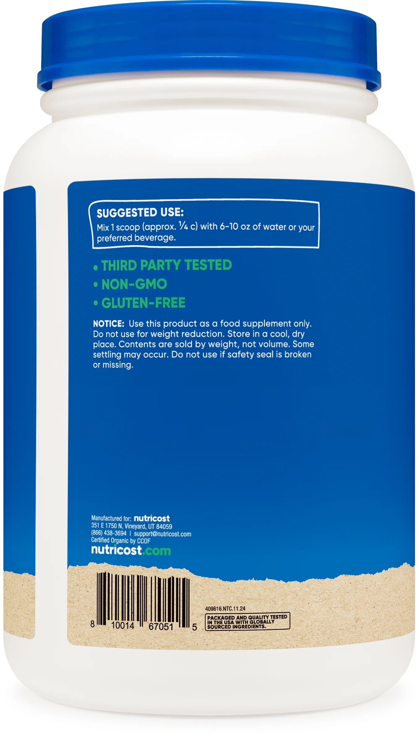 Organic Pea Protein Isolate Powder 2 Lbs (Unflavored)