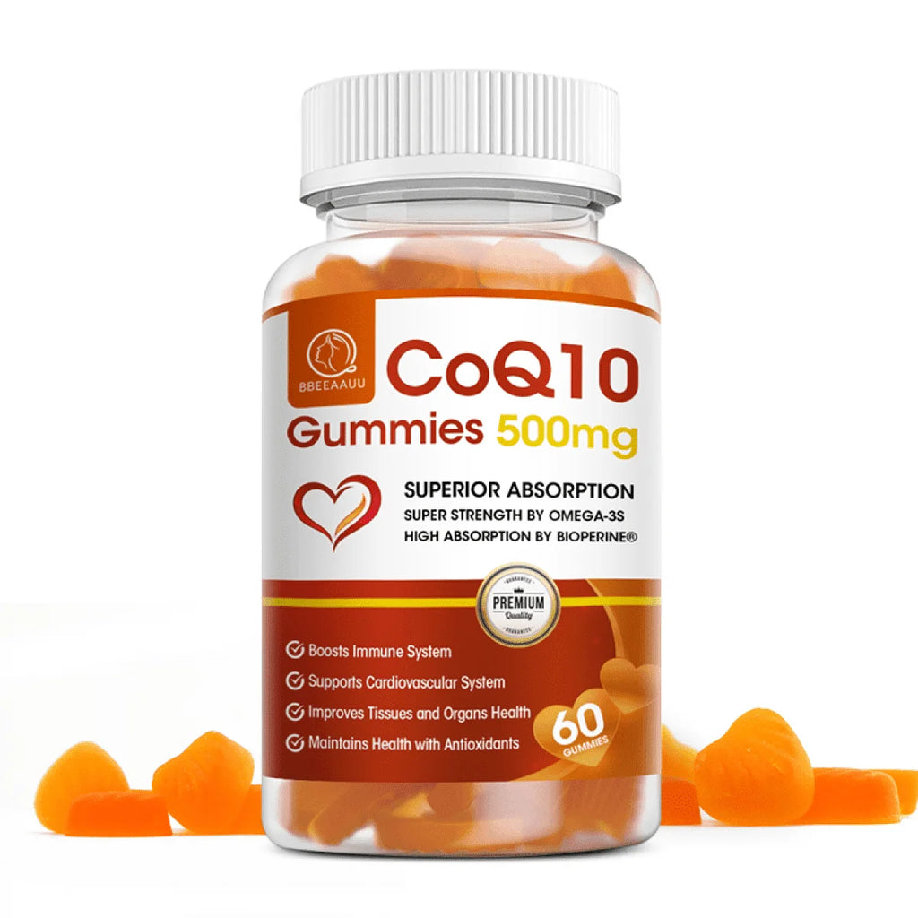 COQ10 Gummies Supplement, Ultra High Absorption Coq10 500Mg, Support Heart Health, Gluten Free (60 Veg Gummies)