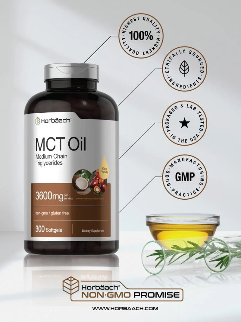 Keto MCT Oil | 3600 Mg | 300 Softgels for Men and Women | by