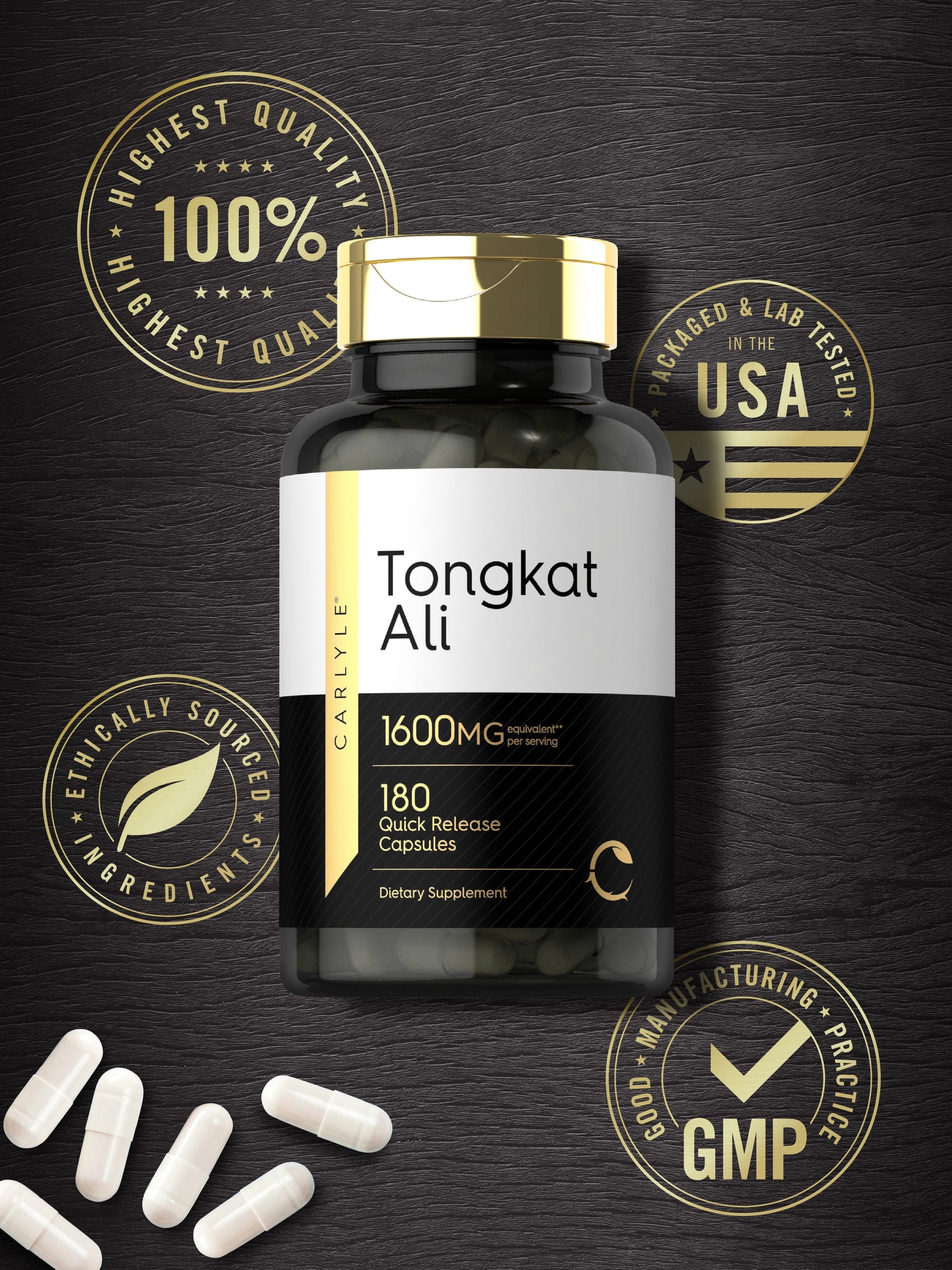 Tongkat Ali 1600Mg | 180 Capsules | Non-Gmo and Gluten Free Supplement | by