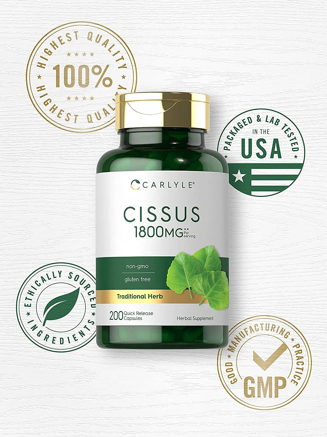 Cissus Quadrangularis Extract | 1800Mg | 200 Capsules for Men and Women | by