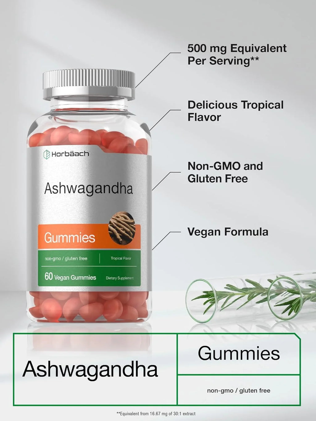 Ashwagandha Gummies | 60 Count | Tropical Flavor for Men and Women | by