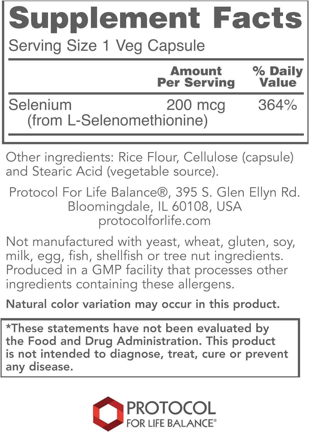 Protocol Selenium 200Mcg - Essential Mineral, Immune, Thyroid & Prostate Health - 90 Veg Caps